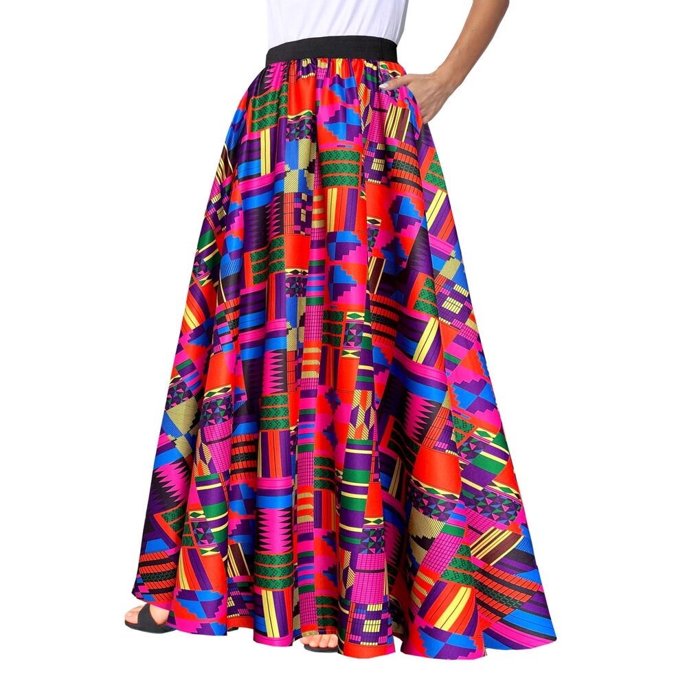 4609 African Skirt Printed Ankara Maxi Skirt Dashiki Long Skirts